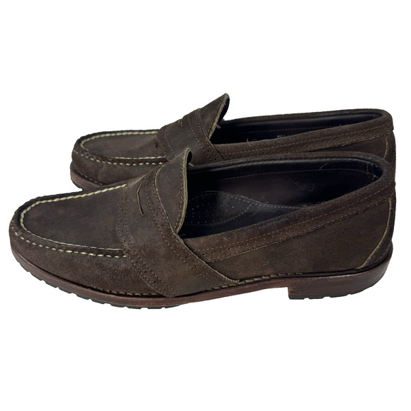 Polo Ralph Lauren Brown Suede Penny Loafers Men’s Size 11 Made in USA Moc Toe main image 11